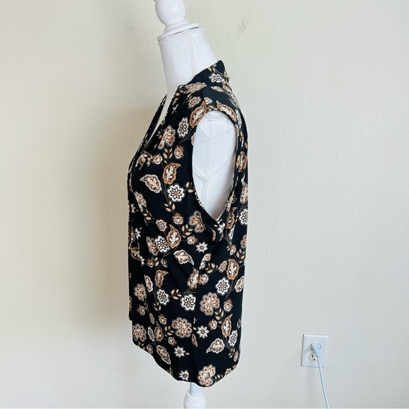 Calvin Klein Black & Born Floral Sleeveless V-Neck Tank Top Blouse - Picture 2 of 4